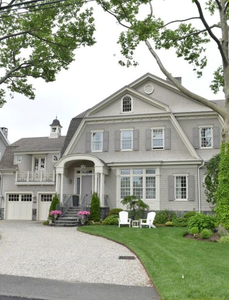 Exterior Paint Colors for Homes- New England Style England House Exterior, New England Colonial House Exterior, New England House Exterior, New England Homes Exterior, New England Home Exterior, Nantucket Style Homes Exterior, New England Exterior, New England Colonial House, Taupe House