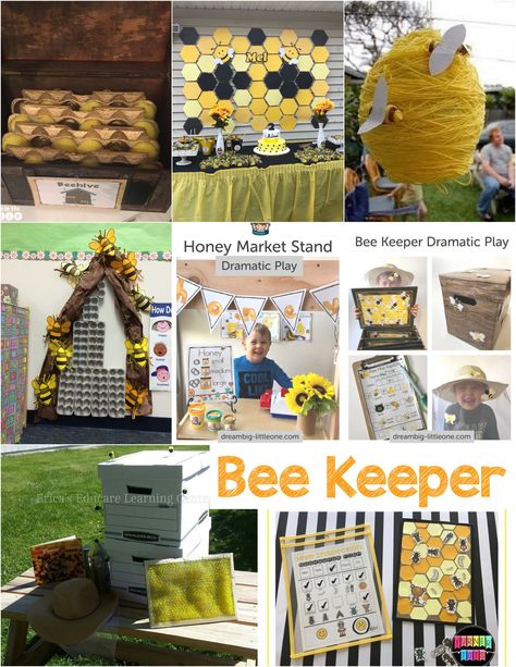 Bees Dramatic Play Preschool, Bee Keeper Dramatic Play, Bee Keeper Dramatic Play Preschool, Insect Dramatic Play Preschool, Bee Games, Insects Preschool, Bee Themed Classroom, Purposeful Play, Bee Activities