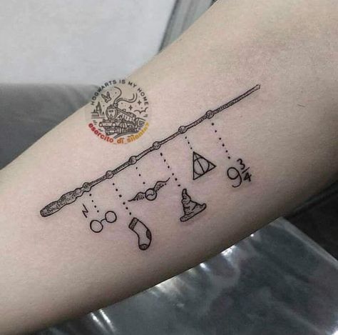 Stab Tattoo, Harry Potter Tattoo Designs, Harry Potter Tattoo Sleeve, Wand Tattoo, Potter Tattoo, Tattoo Filler, Harry Potter Tattoos, Tattoo Templates, Harry Potter Tattoo