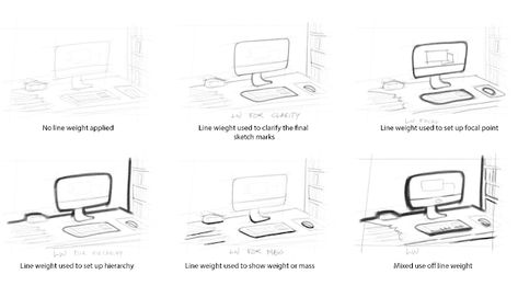 Paint Draw Paint, with Ross Bowns: Drawing Basics: Line weight Line Exercises Drawing, Line Weight Tutorial, Line Weight Drawing, Line Art Tutorial, Weight Drawing, Drawing Basics, Visual Hierarchy, Art Resources, Drawing And Painting