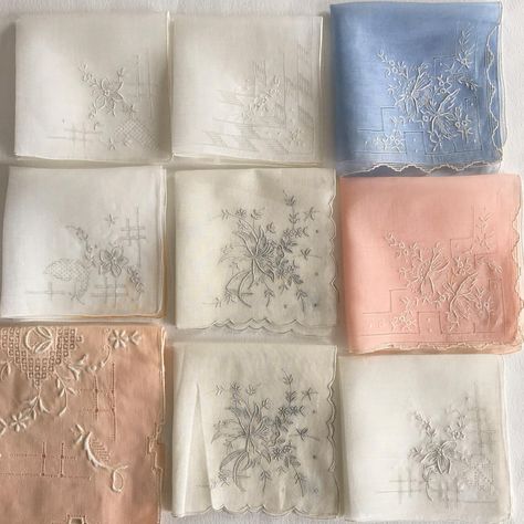 8 Swatow embroidered handkerchief with an embroidered linen mat. All unused. One has brown age marks, apart from this good condition. £35… | Instagram Embroidered Handkerchief For Men, Embroidered Handkerchief, Vintage Handkerchiefs, Embroidered Linen, April 26, Block Printing, Christmas 2024, Block Print, Baskets