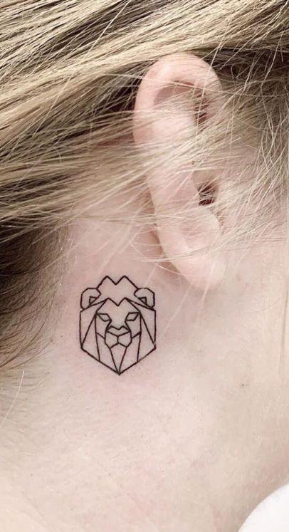 Small Tattoos Lion, Mini Lion Tattoo For Women, Lion Small Tattoo, Lion Minimalist Tattoo, Mini Lion Tattoo, Neck Small Tattoo, Lion Line Tattoo, Lionheart Tattoo, Little Lion Tattoo