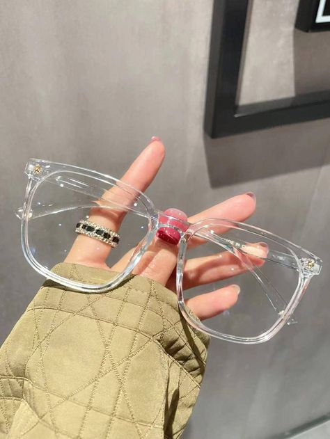 Cute Clear Glasses Frames, Cool Glasses For Women Fashion, Square Frame Glasses Women, Big Clear Glasses, Clear Frame Glasses Woman, Different Glasses Frames, Cute Clear Glasses, Shein Glasses, Cute Glasses For Women