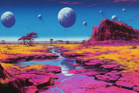 Alien City Art, Sci Fi Planet Landscape, Alien Landscape Art, Alien Environment Concept Art, Alien Planets Concept Art, Alien Planet Concept Art World, Alien Landscape Concept Art, Alien City Concept Art, Alien Worlds Landscape