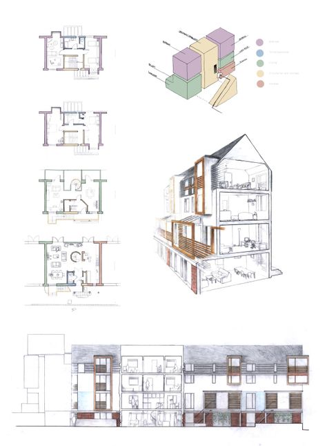 precedent study drawings of Abode, Newhall, architects Proctor and Matthews | May 2013 by Corina Thomas | architecture student at Sheffield University Precedent Study Interior Design, Precedent Study Architecture, Architecture Precedent Study, Sheffield University, Precedent Study, Architecture Student Portfolio, Architect Student, Architectural Presentation, Architecture Portfolio Design