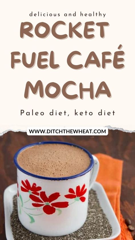 Rocket fuel drink- Café Mocha - Paleo | Keto - a healthy recipe you should try! Chia And Coffee, Hot Coffee With Chia Seeds, Coffee And Chia Seeds Recipe, Coffee And Chia Seeds, Chia Seed Coffee Drink, Chia Coffee Recipe, Cafe Mocha Recipe, Balance Blood Sugar, Cafe Mocha