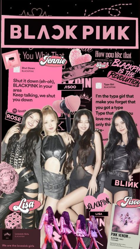 Pink + Core + Aesthetic, Cool Kpop Wallpapers, Blackpink Square Up, Kpop Iphone Wallpaper, Blink Book, Jennie Rose, Black Pink Background, Song Lyrics Beautiful, Blackpink Wallpaper