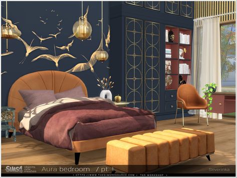 Aura Bedroom, Aura Wallpapers, Sims 4 Beds, Sims 4 Bedroom, Marble End Tables, Sims 4 Game Mods, Casas The Sims 4, Hall Interior, Adult Bedroom