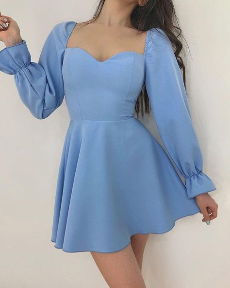 Son Zeng, Light Blue Cocktail Dress, Girls Dress Outfits, Cute Short Dresses, Stylish Short Dresses, Pretty Prom Dresses, Stylish Dresses For Girls, Short Dresses Casual, Mode Inspo