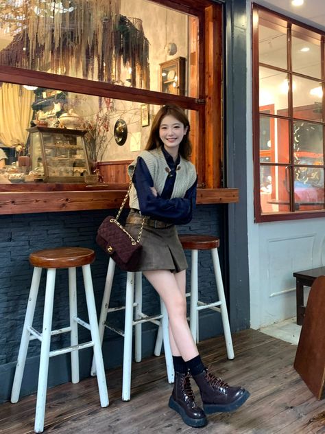 Cameron Highlands Outfit, Vietnam Ootd, Ulzzang Black, Ootd Cafe, Outfit Korean Style, Cameron Highlands, Outfit Korean, Style Korea, Korean Fashion Dress