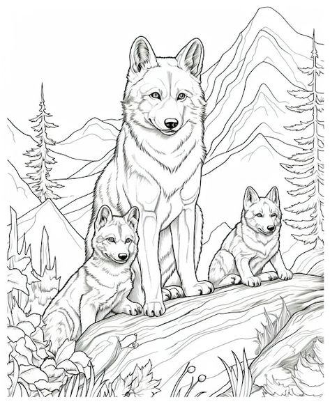 Wild Animal Drawings Realistic, Bison Coloring Page, Wolf Coloring Pages For Adults, Coloring Pages Of Animals, Wolf Coloring Pages, Coloring Pages Animals, Bear Coloring Page, Deer Coloring Pages, Animals Coloring Pages