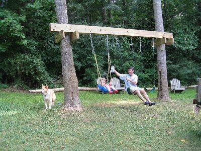 Tree Swings Diy, Playgrounds Ideas, Wisconsin Cabin, Swing Set Diy, Ideas Jardin, Ranch Cabin, Diy Swing, Backyard Kids Play Area, Backyard Swings