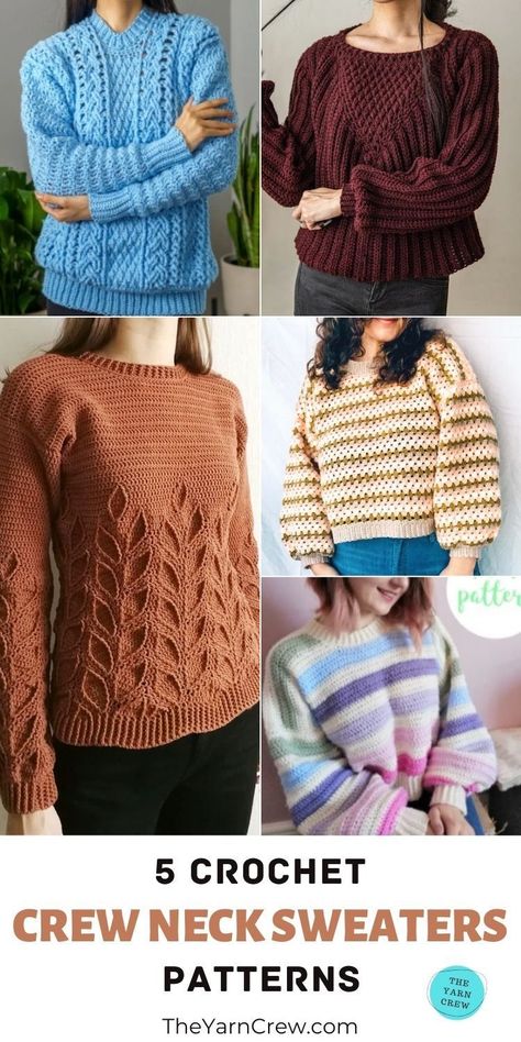 Free Crochet Sweaters For Women, Crochet Crew Neck Sweater Pattern, Spring Crochet Crew Neck Sweater, Knit Sweater With Crochet Lace Crew Neck, Fall Crochet Lace Crew Neck Sweater, Fitted Crochet Crew Neck Sweater, Fashion Fairytale, Crochet Cable Stitch, Batwing Sweater