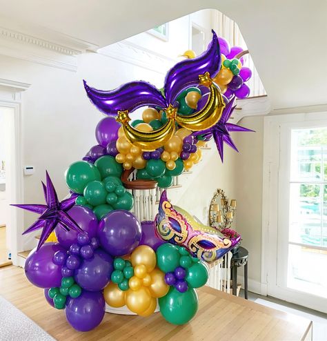 PRICES MAY VARY. 【Lent Fast Mardi Gras Birthday Balloon Kit】Includes the following 114 pieces of 5-inch, 10-inch, 12-inch and 18-inch balloons in different sizes. We chose dark purple, dark green, and pearl gold as the theme color palette and added mylar pentagrams, moons, starbursts, masks, and mask balloons with glue dot chain kit, this kit is perfect for Mardi Gras, carnival, birthday, and masquerade theme parties. 【100% Reliable Color 】 We insist on 100% real photography，Providing True Color Masquerade Theme Party, Masquerade Decorations, Mardi Gras Party Decorations, Gold Balloon Garland, Carnival Holiday, Star Crown, Carnival Decorations, Masquerade Theme, Mardi Gras Carnival