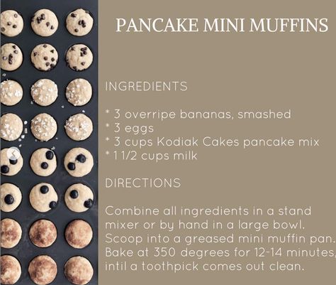 Kodiak Microwave Muffin, Kodiak Pancake Mix Mini Muffins, Kodiak Protein Mini Muffins, Kodiak Pancake Mini Muffins, Kodiak Mini Muffin Recipes, Kodiak Mini Pancakes, Kodiak Cake Pancake Muffins, Pancake Mini Muffins Easy, Kodiak Mini Muffins For Kids