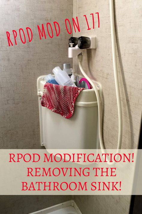 Rpod Camper Mods, Rv Bathroom Sink Remodel, Rv Kitchen Sink Remodel, Rpod Modifications, Caravan Toilet Shower Combo, Replacing Shower In Camper, How To Replace Rv Bathroom Sink, Pod Camper, Galley Sink