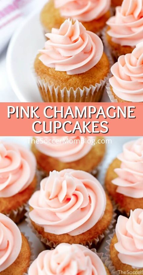 These gorgeous Pink Champagne Cupcakes are a delight to the senses! Made with real sparkling wine and luscious homemade champagne buttercream frosting! Champagne Buttercream Frosting, Champagne Cupcake Recipes, Champagne Buttercream, Pink Champagne Cupcakes, Boozy Cupcakes, Cheesecake Oreo, Champagne Cupcakes, Festive Desserts, Cupcake Flavors