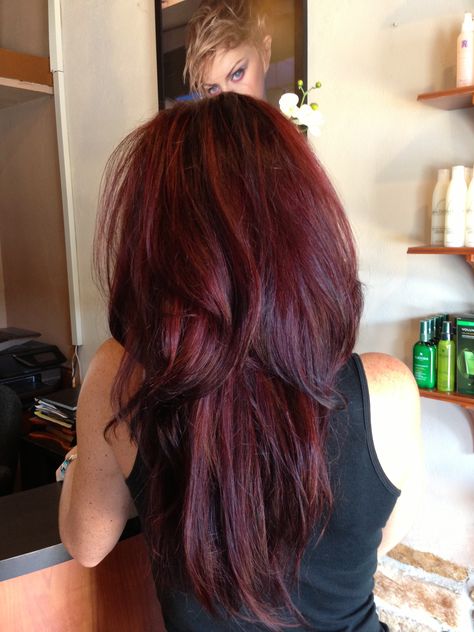 Deep red with dimension for Fall Wine Red Hair Color, Deep Red Hair, Red Hair Color Ideas, Wine Red Hair, Red Hair Inspo, Wine Hair, Cherry Hair, Dark Red Hair, Hair Color Shampoo