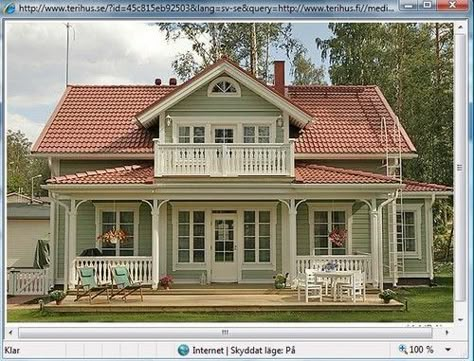 Green Exterior House Colors, Norway House, Swedish Houses, Sweden House, Storybook Homes, Cabin Exterior, American Houses, American House, Swedish House