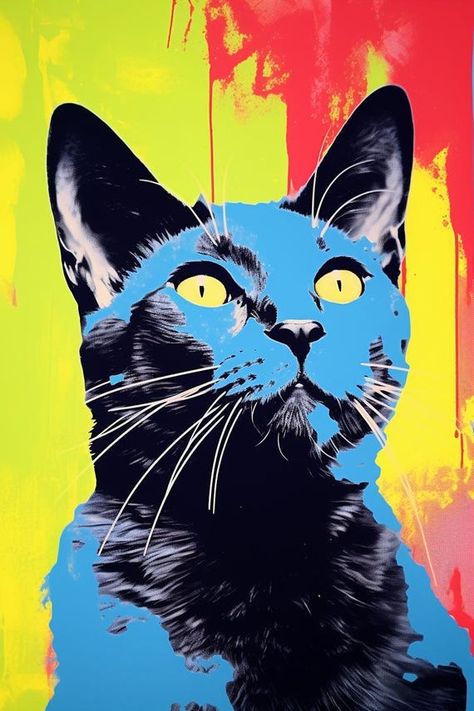 Vibrant Andy Warhol Inspired Black Cat Canvas Print | Modern Fun Pop Art | Unique Home Decor | Commissioned Artwork | Digital Download by CustomCanvasCurators 🎨 Check out the latest addition to our gallery - a purr-fect homage to Andy Warhol's iconic style! 🖼️ This vibrant portrayal of a black cat captures the whimsical spirit of modern art while adding a contemporary twist. 🐾 With bold colors, playful patterns, and a touch of mystery, this piece will draw you into a kaleidoscope of joy and... Andy Warhol Artwork, Pop Art Andy Warhol, Andy Warhol Inspired, Warhol Pop Art, Andy Warhol Pop Art, Pop Art Cat, Andy Warhol Art, Pop Art Colors, Warhol Art