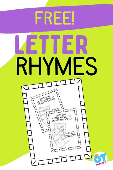 Letter Formation Rhymes - The OT Toolbox Letter Formation Rhymes Free Printable, Letter Formation Rhymes, Hand Strengthening Activities, Letter Formation Activities, Teaching Cursive Writing, Rhyming Preschool, Classroom Alphabet, Intervention Activities, Free Poems