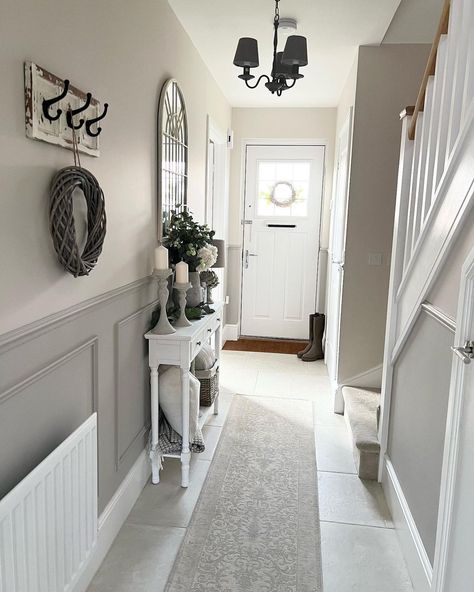 Happy Sunday lovelies! Hope you’ve all had a great weekend! Back to work for me tomorrow after a lovely 2 weeks off! Today we are of to… | Instagram Terrace House Hallway Ideas, Grey White Hallway, Hallway Ideas Neutral, Grey And White Hallway Ideas, Small Landing Ideas Upstairs, Grey And White Hallway, Light Gray Hallway, White Hallway Ideas, Grey Hallway Ideas