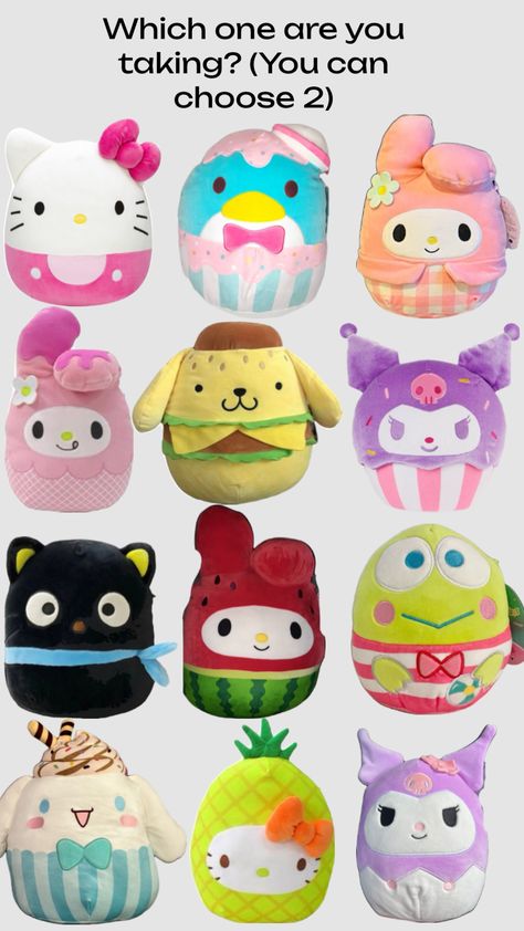 #sanrio #hellokitty #squishmallow Stuffed Animals, Animals