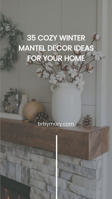 Not a big fan of Christmas yet you want to decorate for winter? I’ve got you! Check out my favorite Cozy Winter Mantel Decor Ideas For Your Home. These winter mantel decor ideas are so cute and stunning yet not too christmassy. Winter Shelf Styling, How To Decorate A Small Mantle, Winter Mantle Decor With Tv, Winter Fireplace Mantel Decorating Ideas, Winter Decor For Mantle, Lighted Mantle Decor Year Round, Winter Mantle Decor After Christmas Fireplaces, Decorating Mantels Everyday, Simple Winter Mantle Decor