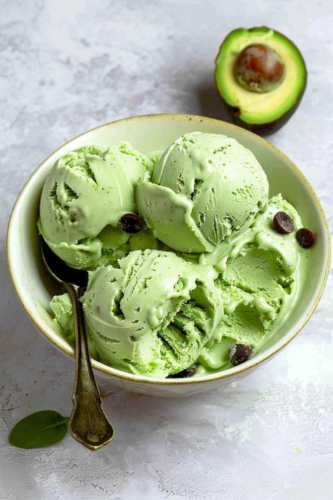 Magic Avocado Nice Cream - The Daily Dish Avocado Sorbet, Vegan Ice Cream Recipe, Avocado Ice Cream, Ice Crea, Dairy Free Ice Cream, Avocado Banana, Summer Recipe, Banana Coconut, Vegan Ice Cream