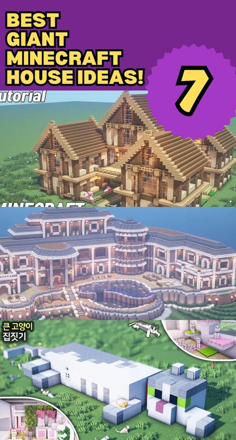 Imagine living in this suburban mansion, what would you do? With a build this big, we bet you can't explore a whole mansion in just 1 or 2 days. From the clear lawn to the giant swimming pool, or the rooftop with its own connected towers. Surely this will take a lot of time to build this in survival mode! House Ideas For Minecraft, Suburban Mansion, Ideas For Minecraft, Giant House, Minecraft House Ideas, Cool Minecraft Houses, Minecraft House, Survival Mode, Minecraft Houses