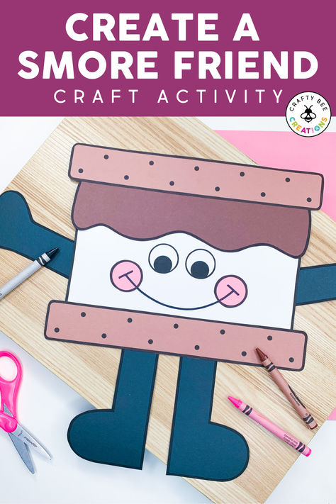 This s'mores craft is perfect for a camping themed unit, a camping themed classroom or a classroom reward. Students love piecing together the ingredients of a s'more. It pairs great with how to writing and summer celebrations in preschool, kindergarten, first grade and more! The easy craft patterns are easy enough for preschool, kindergarten, and first grade students.  Teachers will love the easy templates that make a great bulletin board. S’more Classroom Theme, Camping Classroom Crafts, S'more Craft, S’more Craft, S'more Crafts Preschool, S’mores Craft, Camping Themed Crafts, Smores Craft, Camping Week