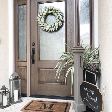 Therma Tru Doors, Therma Tru Doors Front Entry, Provia Doors Front Entry, Therma Tru Front Door, Thermatru Front Door, Farmhouse Front Doors, Cottage Style Front Doors, Entryway Doors, Nest Doorbell