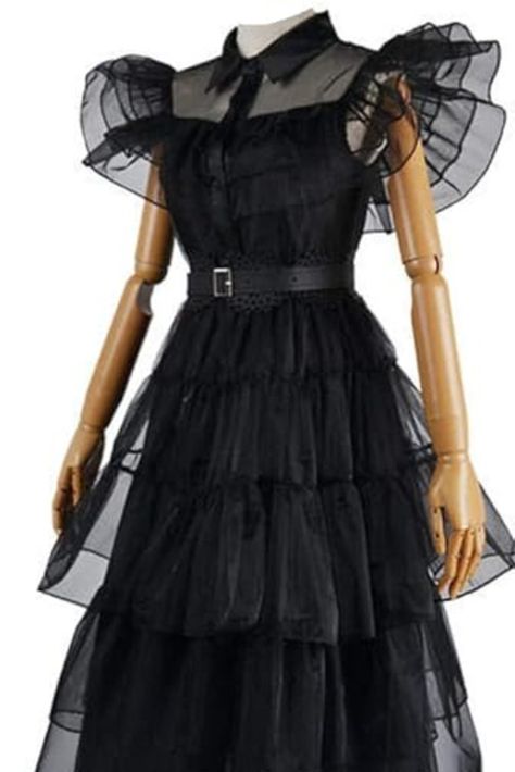 100% Polyester Made in USA or Imported Pull On closure Machine Wash Stylish and sophisticated design, inspired by the iconic character Wednesday Addams Click the link for more. Black Gothic Dress, Wednesday Adams, Halloween Outfit, Gothic Dress, Wednesday Addams, Halloween Dress, Iconic Characters, Halloween Outfits, Shoes Jewelry