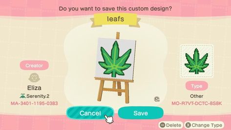 Bud/weed/dispensary leaf design for ACNH. #acnhdesigncode #acnh Acnh Weeds Pattern, Animal Crossing Weeds Pattern, Acnh Dispensary Design, Acnh Weeds Design Code, Acnh Dispensary Codes, Animal Crossing Dispensary Design, Animal Crossing Dispensary, Acnh Dispensary, Acnh Moodboard