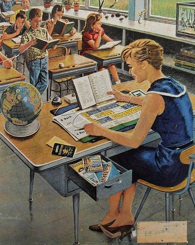 1960s AMERICAN MAGAZINE Illustration Teacher Classroom Kid… | Flickr Saturday Evening Post Covers, Etiquette Vintage, Saturday Evening Post, Evening Post, Magazine Illustration, Vintage School, Norman Rockwell, Vintage Life, Arte Pop