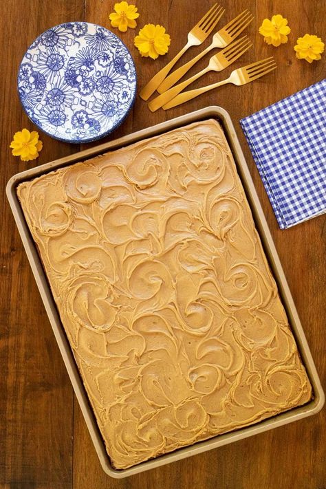 Peanut Butter Texas Sheet Cake - thecafesucrefarine.com Sheet Pan Cakes, Peanut Butter Texas Sheet Cake, Sheet Cake Cookies, Texas Sheet Cake Cookies, Texas Sheet Cake Recipe, Pumpkin Sheet Cake, Texas Sheet, Texas Sheet Cake, Applesauce Cake