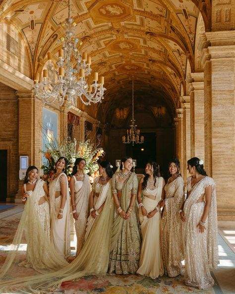 Tamil Wedding Bridesmaid, Desi Bride Aesthetic, Indian Baddie, Tamil Aesthetic, Desi Bridesmaids, Indian Wedding Aesthetic, Indian Wedding Bridesmaids, Rajasthani Bride, Reception Outfits