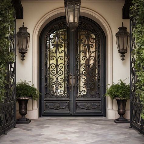 4+ Classic Front Door Entryway Designs Every Homeowner Should Consider • 333+ Art Images Classic Front Door, Entryway Designs, Iron Front Door, Front Door Entryway, Countryside Cottage, Front Gate Design, Modern Mosaics, Door Entryway, Wooden Front Doors