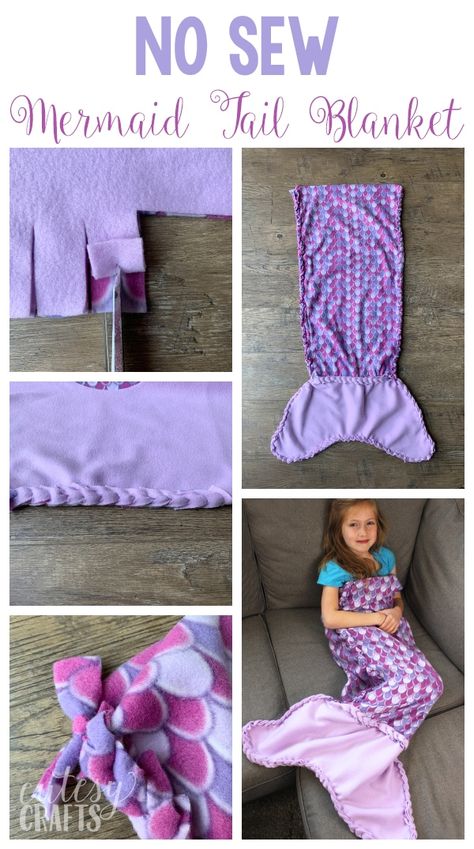 How to Make No-Sew Fleece Blankets with a Braided Edge - Cutesy Crafts No Sew Blanket Braided, Blanket Business, Fleece Scraps, Fleece Mermaid Tail Blanket, Mermaid Tail Blanket Pattern, Cape Tutorial, Diy Mermaid Tail, Sew Blanket, Lap Blankets