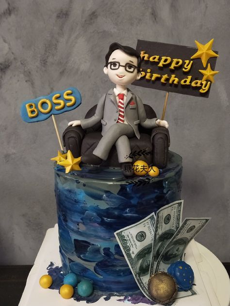 Cake For Boss Birthday, Cake For Retirement For Men, Cake For Boss Men, Business Man Cake, Retirement Cakes For Men, Cake For Boss, Unique Cake Designs For Men, Birthday Cake For Father, Cake Design For Men