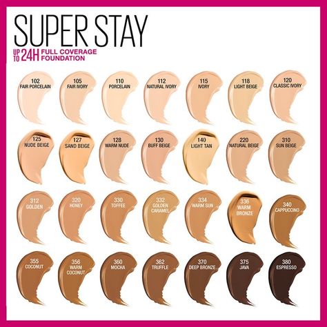 Superstay Maybelline, Maybelline Age Rewind Concealer, Maybelline Color Sensational Lipstick, Maybelline Foundation, Maybelline Eyeshadow, Skin Tone Makeup, Maybelline Lipstick, Concealer Shades, Full Coverage Foundation