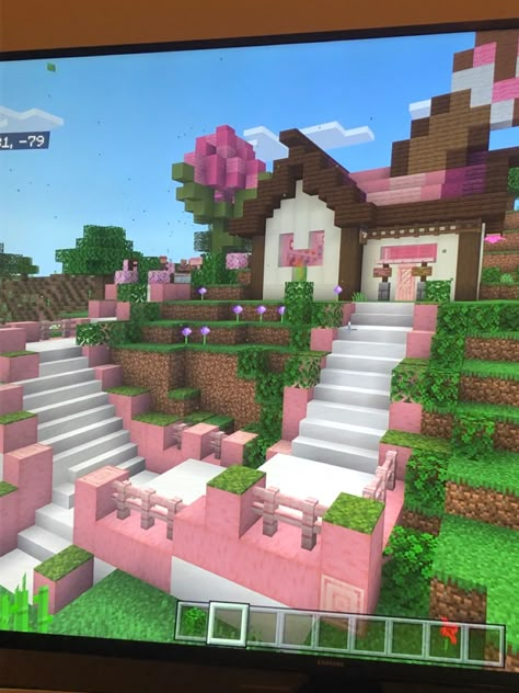 Minecraft Ice Cream Shop, Minecraft Ice Cream, Minecraft Skins Kawaii, Pink Minecraft, Minecraft W, Mc Builds, Minecraft House Plans, Minecraft Farm, Minecraft Cottage