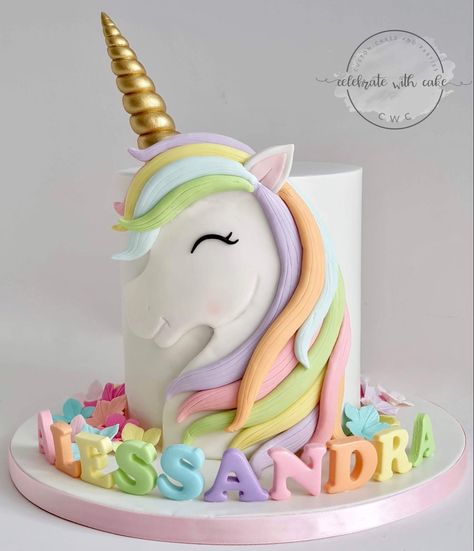 Fondant Unicorn Cake Toppers, Unicorn Cake Design, Pasta Cake, Unicorn Birthday Party Decorations, Twins Cake, Cake For Husband, Baby Birthday Decorations, Kitten Birthday, Unicorn Birthday Cake