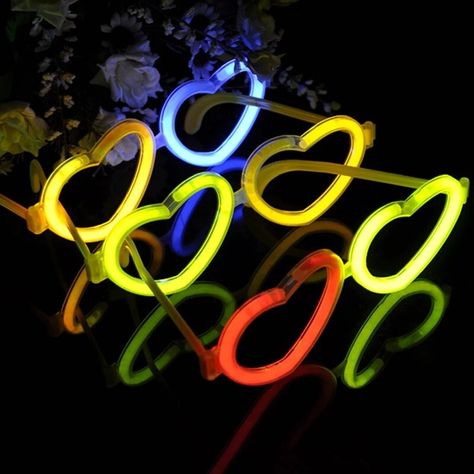 1pc Random DIY Luminous Heart Eye Glasses Fluorescent Wear Glow Stick Neon Party Gift Adult Kids Birthday Wedding Bar Carnival - AliExpress Heart Eye, Glow Stick, Diy Birthday Party, Neon Party, Dark Heart, Glow Sticks, Bachelorette Party Gifts, Wedding Bar, Heart Eyes