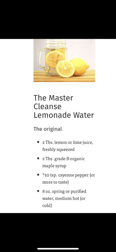 At Home Cleanse Diy, Lemonade Cleanse Recipe, Lemonade Cleanse, Cayenne Lemon Cleanse, Cayenne Pepper Drink Recipes, Lemon Cayenne Water Recipe, Cayenne Pepper Cleanse, Lemon Cayenne Pepper Cleanse, Lemon Cayenne Water