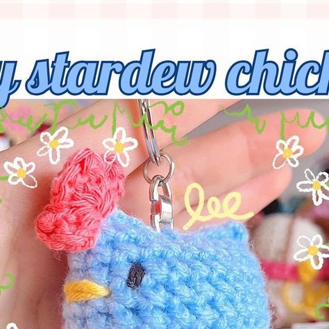 ₊˚⊹ joanna ᰔ cute crochet plushies and keychains 🌸🎀 on Instagram: "☾⋆｡𖦹 °✩ TINY STARDEW CHICKEN KEYCHAIN - FREE PATTERN!! 🐓💙🩵  ♡ thank you for interacting with this post, i really appreciate you ♡  hi everyone!! 🩷 here's a cute and super quick free pattern for all of you to enjoy! 🫶🏻 this stardew chicken is a perfect keychain size and takes less than 20 minutes to make so it's a wonderful market make or a little gifts for your friends 🥰🥰  make sure to tag me @knottymeow when you make yours, i can't wait to see them all! 😚  please be sure to follow all the rules, do not sell this pattern or claim it as your own and please do not share it without the permission or the credit 🫶🏻  ♡ BIGGEST THANK U TO MY MOST AMAZING TESTERS!! ♡  ₓ˚. @jamiigurumi ♡ ₓ˚. @looplyloops ♡ ₓ˚. @plushie Stardew Crochet Pattern Free, Tiny Crochet Patterns, Stardew Valley Crochet Pattern, Stardew Chicken, Cute Crochet Keychains, Cute Crochet Plushies, Chicken Keychain, Amigurumi Birds, Crochet Tiny