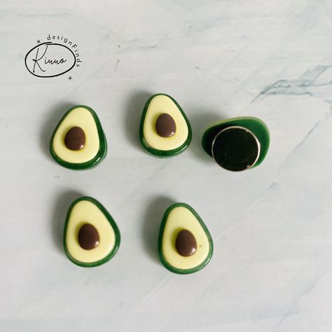 Fruit Clay Magnets, Office Notice Board, Air Dry Clay Magnets, Fruit Magnets, Fruit Fridge, Green Avocado, Magnetic Boards, Clay Magnets, Avocado Fruit