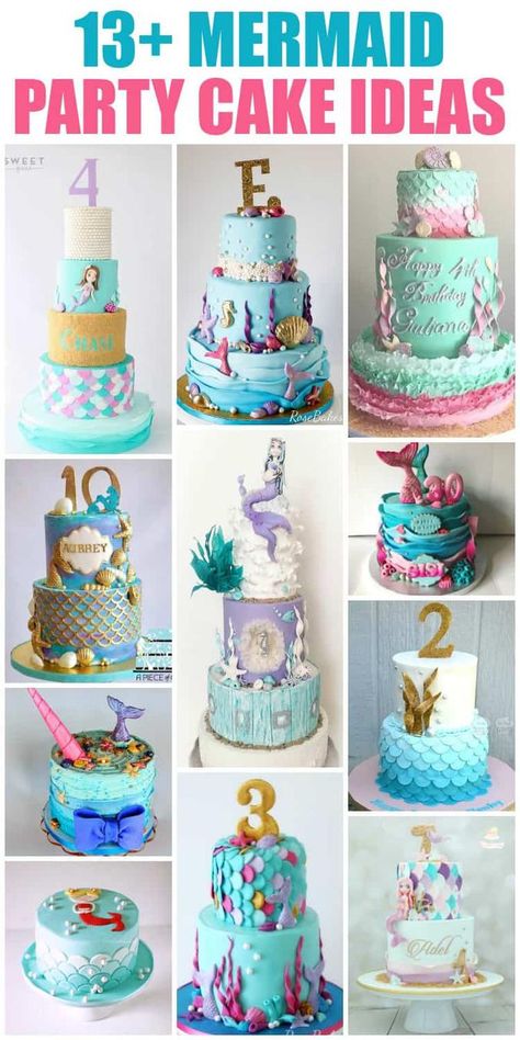 Mermaid Birthday Party Cake, Mermaid Cake Ideas, The Little Mermaid Cake, Cake Mermaid, Little Mermaid Cake, Little Mermaid Cakes, Mermaid Theme Birthday Party, Mermaid Birthday Cakes, Ariel Birthday