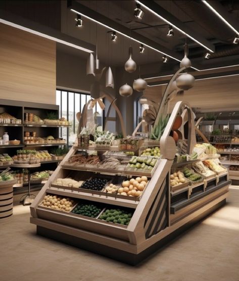 Grocery Market Design, Luxury Grocery Store, Grocery Display, Supermarket Aesthetic, Retail Store Layout, Supermarket Design Interior, Bio Products, Organic Store, Organic Food Store