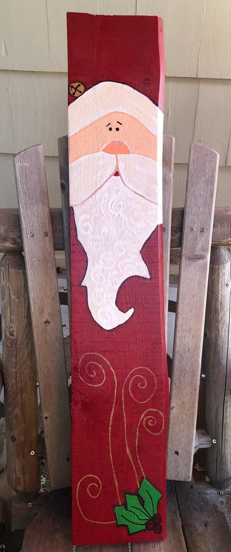 Rustic Santa Claus Sign Santa Claus Crafts, Santa Canvas, Christmas Signs Diy, Santa Decor, Santa Paintings, Welcome Christmas, Painted Wooden Signs, Christmas Rustic, Santa Suit